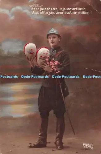 R241388 En ce jour de Fete un jeune artilleur vous offre ses voeux davenir meill