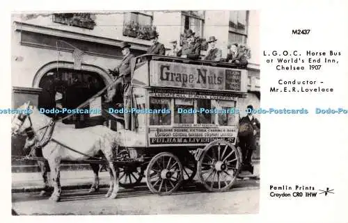 R241779 M2437 L G O C Horse Bus at Worlds End Inn Chelsea 1907 Mr E R Lovelace P