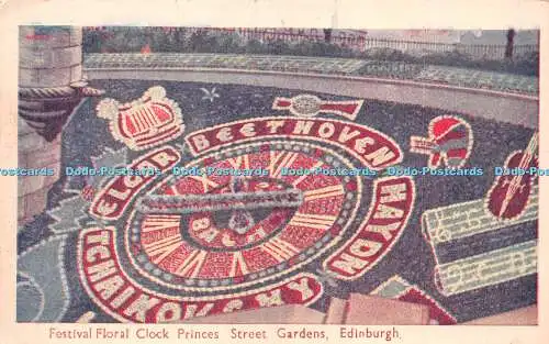 R244582 Festival Blumenuhr Princes Street Gardens Edinburgh Postkarte