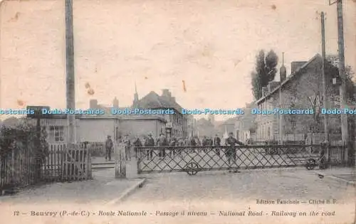 R244814 Beuvry P de C Route Nationale Passage a niveau National Road Railway on