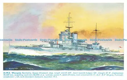 R244864 H M S Warspite Schlachtschiff Queen Elizabeth Klasse Bernard W Kirche J Salmo