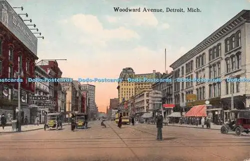 R246170 Mich Detroit Woodward Avenue Postkarte 1916