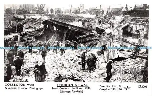 R248236 Collector War A London Transport Photograph London At War Bomb Crater at
