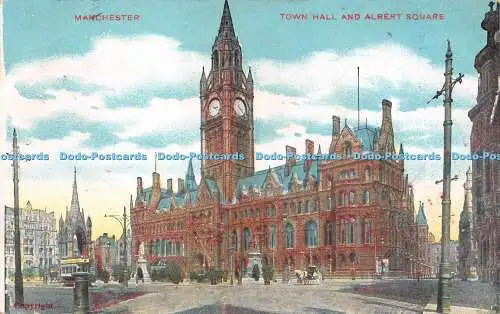R246490 Manchester Town Hall and Albert Square GD and DL Postcard 1906