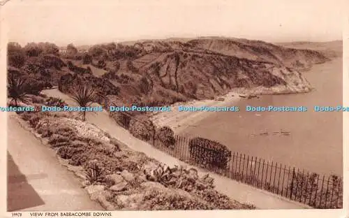 R246631 Ansicht von Babbacombe Downs Harvey Barton Postkarte 1954