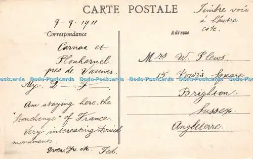 R247345 Plouharnel Dolmen de Crucuno Z Le Rouzic Postkarte 1911