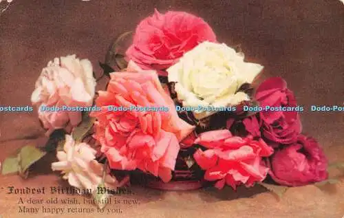 R249134 Fondest Birthday Wises rosa-weiße Rosen Meissner und Buch Serie 2344