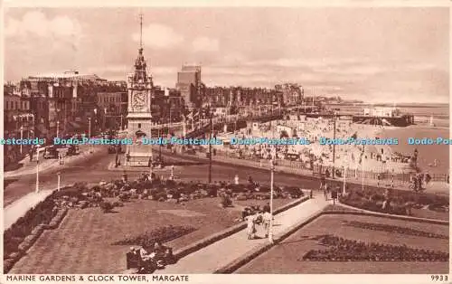 R247533 Marine Gardens and Clock Tower Margate 9933 Solograph Series De Luxe Pho