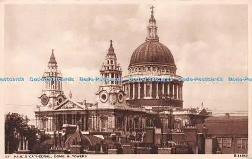 R254211 St Pauls Cathedral Dome and Towers B 11857 Photochrom