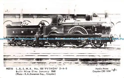 R256568 M3316 L und S W R No 100 Python 2 4 0 gebaut neun Ulmen Januar 1868 R A E