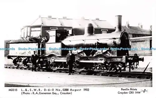 R256635 M3315 L und S W R 0 6 0 Nr 0288 August 1902 R A Emmerson Esq Pamlin Prin