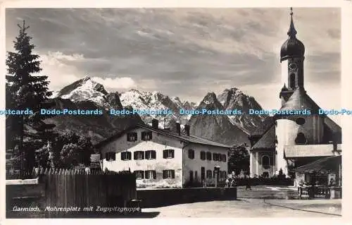 R256870 Garmisch Mohrenplatz mit Zugspitzgruppe 12 Rietzschel Karte No 12 Lomber