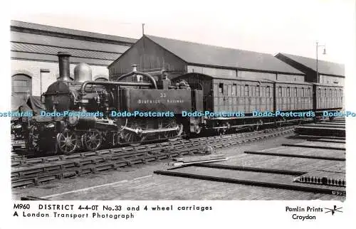 R255425 M960 District 4 4 0T No 33 and 4 wheel carriages A London Transport Phot