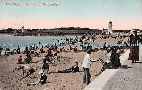 R257176 The Beach and Pier Littlehampton Valentines Serie 1913