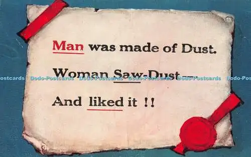 R257841 Mann wurde aus Staub Frau Sägemehl und mochte es E Mack