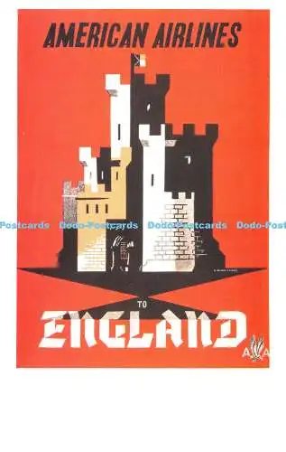 R262954 American Airlines to England E McKnight Kauffer Dalkeith Classic Poster