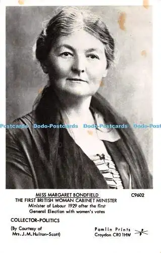 R263142 Sammler Politik Miss Margaret Bondfield The First British Woman Cabin