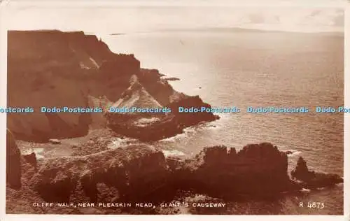 R261528 Cliff Walk Near Pleaskin Head Giants Causeway No 4873 Valentine RP 1960