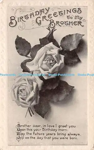 R263893 Geburtstagsgrüße an meinen Bruder Rosen C P C R Serie Nr 9