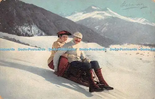 R267056 Winterszene Berge Menschen Serie V Nr 723