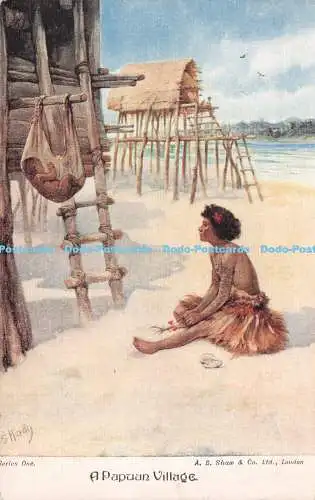 R265325 A Papuan Village A B Shaw Series One