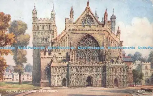 R267448 Exeter Cathedral West Front A1359 Valentines Art Farbe B F C Parr 1953