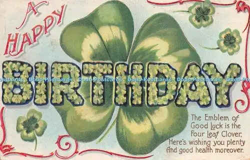 R267831 A Happy Birthday Das Emblem des Glücks ist das vierblättrige Kleeblatt Valenti