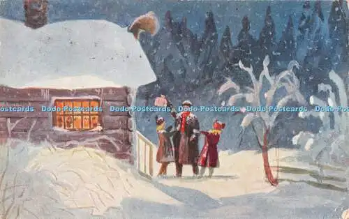 R268609 Winterszene Menschen Haus Gemälde M und Co Serie 2247 1926