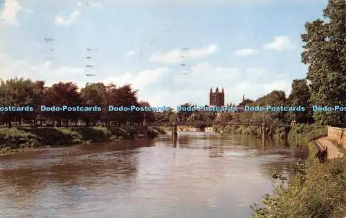 R274597 The River Wye and Cathedral Hereford 1968