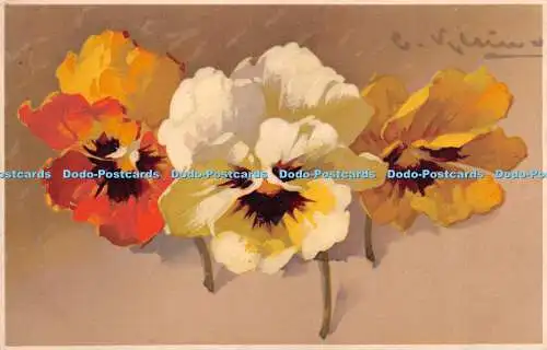 R269473 Blumen Meissner und Buch Künstler Postkarten Serie 1374 Blumenfreuden G