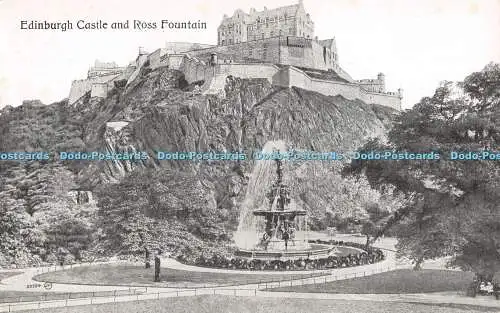 R275234 03394 Edinburgh Castle and Ross Fountain Valentines Serie