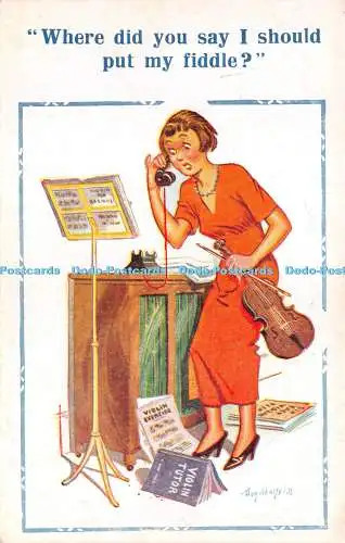 R270043 Wo hast du gesagt, ich soll meine Geige hinstellen Donald McGill D Constance Sole