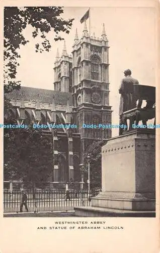 R270118 Westminster Abbey und Statue von Abraham Lincoln Tuck Tiefdruck Postkarte Lo