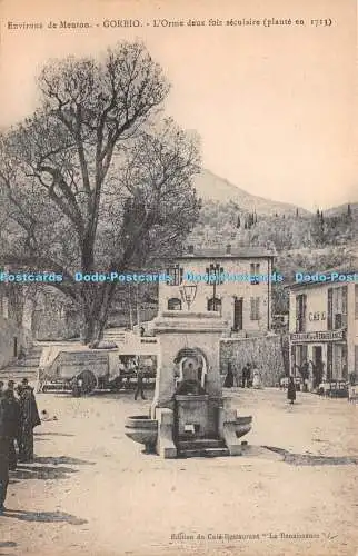 R270442 Environs de Menton Gorbio LOrme deux fois seculaire plante en 1713 Cafe