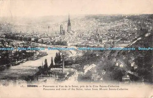 R278513 Rouen Panorama und Blick auf die Seine vom Berg Sainte Catherine E