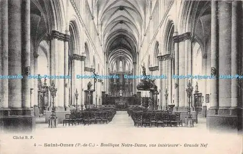 R280339 Saint Omer P De C Basilique Notre Dame Vue Interieure Grande Nef B F No