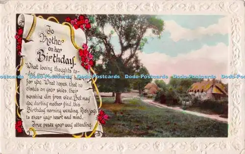 R277343 Grußkarte Geburtstag Mutter Poesie Häuser Baumfeld RP Nr 2068