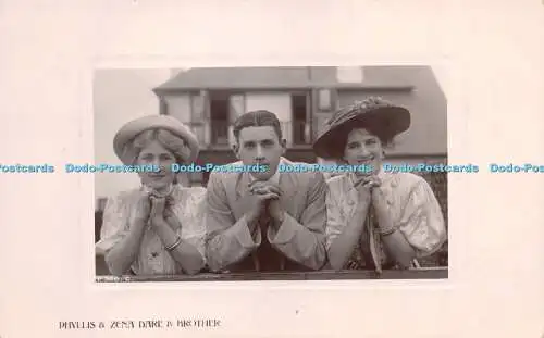 R280511 Phyllis And Zena Dare And Brother Rotary Photo Sunk Gem No 386 1907