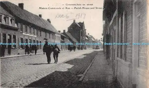 R277654 Gemeentchuis En Straat Parish House And Street E Le Deley Uitgever 1917