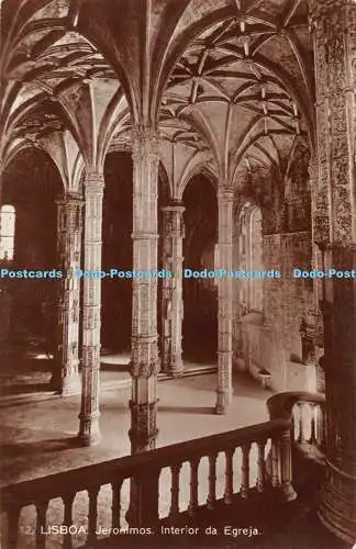 R284077 Lissabon Hieronymus Interieur da Egreja Postkarte