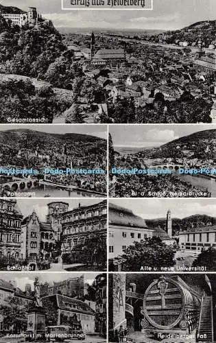 R285589 Schlosshof Panorama Heidelberger Fass Alte u neue Universitat Gesamtansi