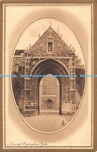 R284424 Norwich Erpingham Gate Tuck gold gerahmte Sepia Postkarte Nr. 1309