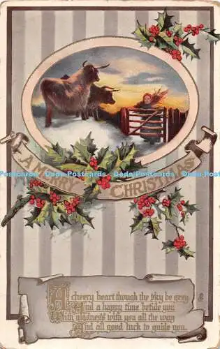 R284429 A Merry Christmas Woman and cow Tuck Gem Glosso Christmas series No C 21