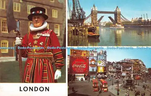 R283456 London Tower Bridge Piccadilly Circus A Beefeater Tower of London Multi