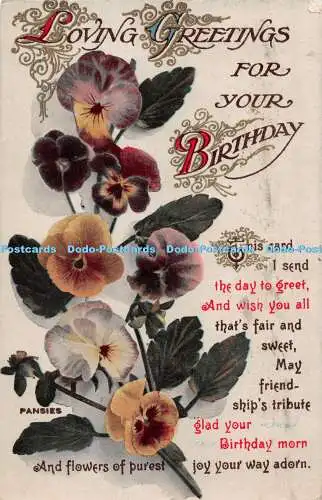 R284617 Liebe Grüße zum Geburtstag Stiefmütterchen Valentinstag Serie 1919