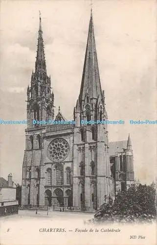 R285321 Chartres Facade de la Cathedrale ND Foto Postkarte