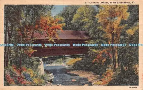 R288001 5 überdachte Brücke West Brattleboro Vintage Bäcker Nachrichtenladen C T Kunst Farbton