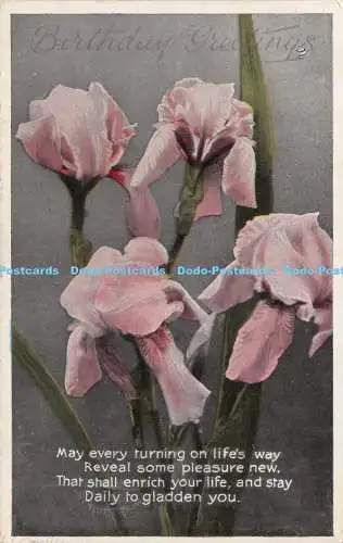 R288146 Geburtstagsgrüße Blumen Mögen jede Umdrehung auf Lebensweg stecken Edelstein Glanz