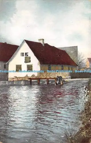 R288311 Haus Fluss Gemälde Postkarte