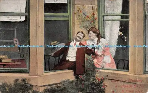 R290018 Liebe auf dem Balkon 4 Fast zu weit, um Valentines Serie 1906 zurückzuziehen